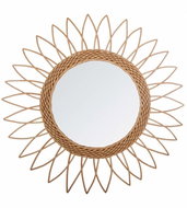 Atmosphera Mirror in round frame made of natural rattan in the shape of a Sun marker - Mirror