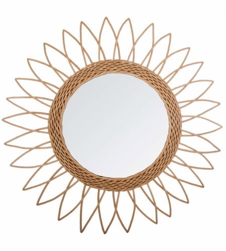 Atmosphera Mirror in round frame made of natural rattan in the shape of a Sun marker - Mirror - Main image