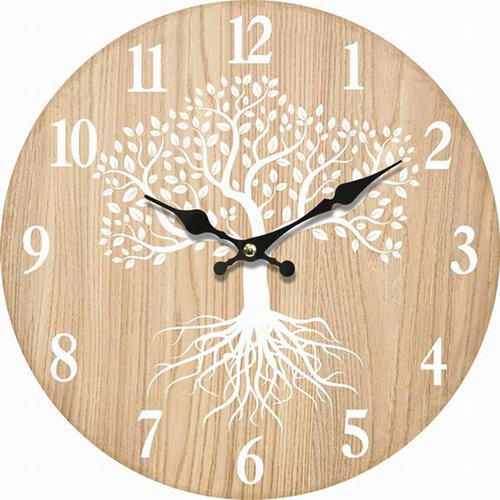 Nástěnné hodiny dřevěné, průměr 34 cm - Nástěnné hodiny - Main image