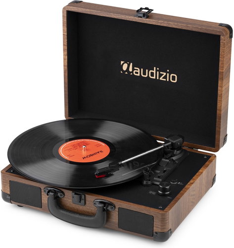 Audizio RP116W retro record player with Bluetooth receiver, transmitter, turntable in a case, brown - Turntable - Main image