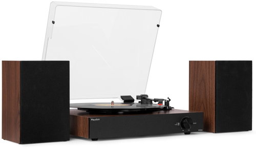 Audizio RP325W record player with speakers, retro turntable with Bluetooth input, output, dark brown - Turntable - Main image