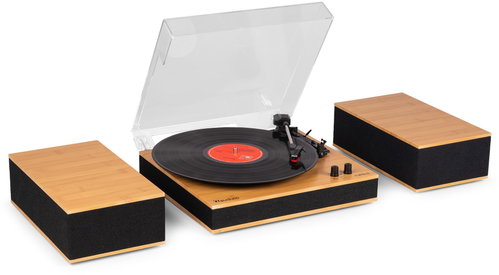 Audizio Tupelo turntable with speakers, Bluetooth, LP player with auto stop, bamboo - Turntable - Main image