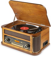 Fenton Memphis gramofon s Bluetooth, DAB a FM rádiem, CD, kazetovým a MP3 přehrávačem, hnědý - Turntable