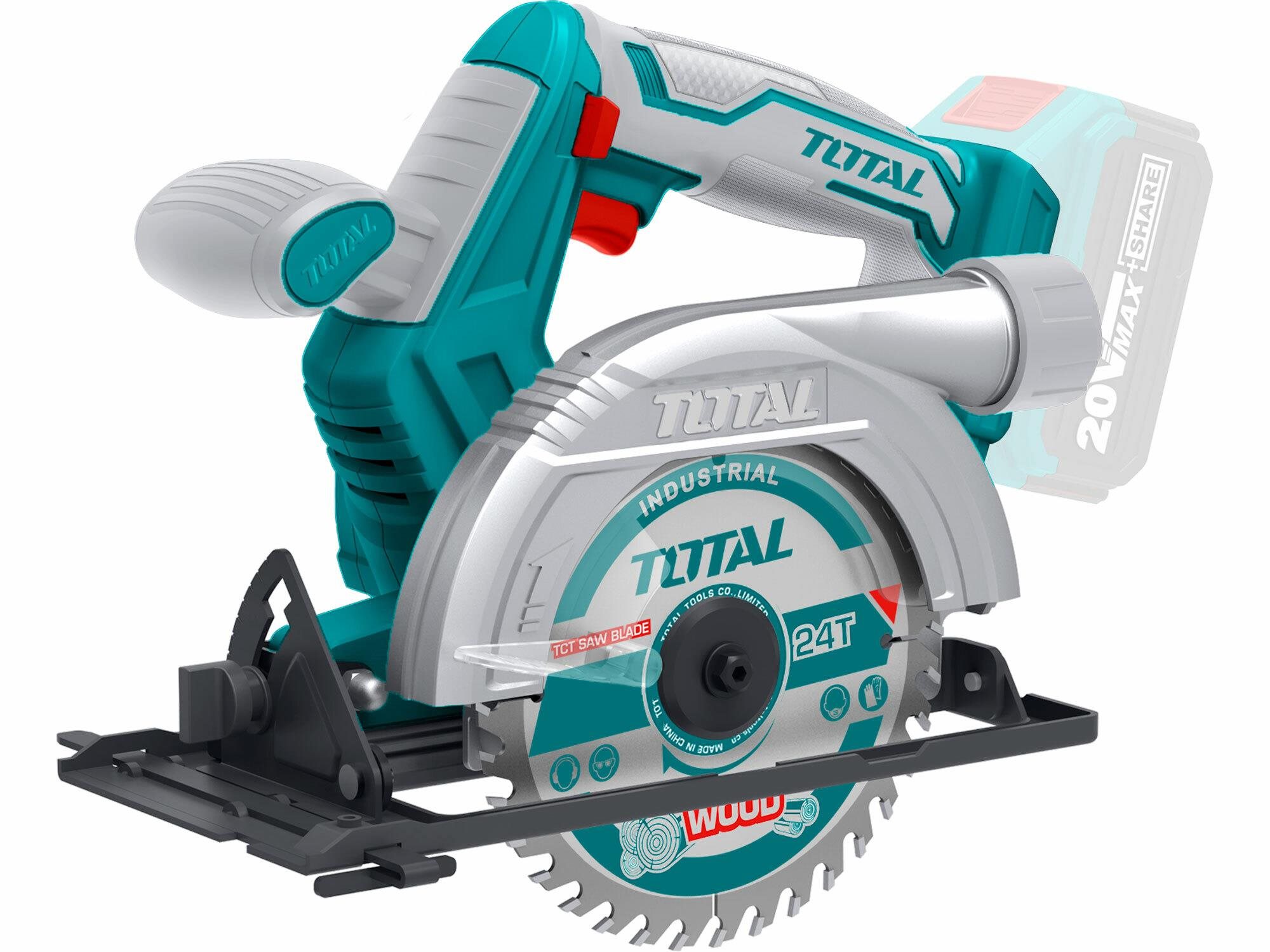 TOTAL-TOOLS AKU körfűrész, 140 mm, 20V Li-ion, 2000 mAh, ipari - akkumulátor és töltő nélkül