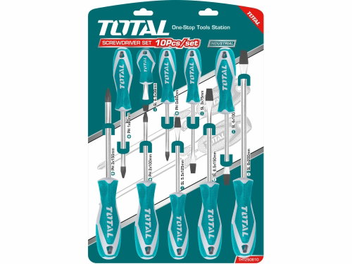 TOTAL-TOOLS Screwdrivers, Set of 10, CrV, Industrial - Screwdriver - Main image
