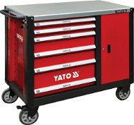 YATO Skříňka dílenská pojízdná 6 zásuvek +zavírací skříň červená - Vozík na nářadí