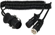 SIXTOL Trailer Cable 9 propojovací spirálový adaptér z 15pin na 2 × 7pin zástrčku (S+N), 24 V, 3,5 m - Tow Hitch Reducer Adapter