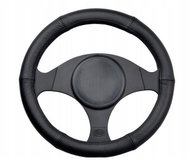 PROTEC Leather steering wheel cover, diameter 370-390 mm, black - Steering Wheel Cover