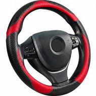 PREXIM Potah na volant imitace carbon černo-červený - Steering Wheel Cover