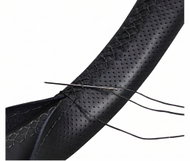 PREXIM Leather Steering Wheel Cover L Black with Black Thread - Steering Wheel Cover