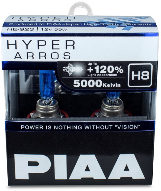 PIAA Hyper Arros 5000K H8 + 120% ragyogó fehér fény, 5000K színhőmérséklet, 2 db