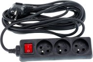 Extension black 5 m, 3 sockets, switches - Extension Cable