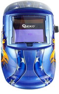 GEKO Welding Helmet Self-darkening Blue with Flames - Welding helmet