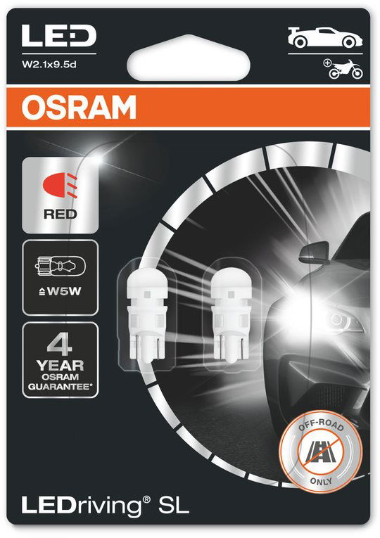 OSRAM LEDriving SL W5W Red 12V Two Pieces in a Package - LED Car Bulb |  alza.sk