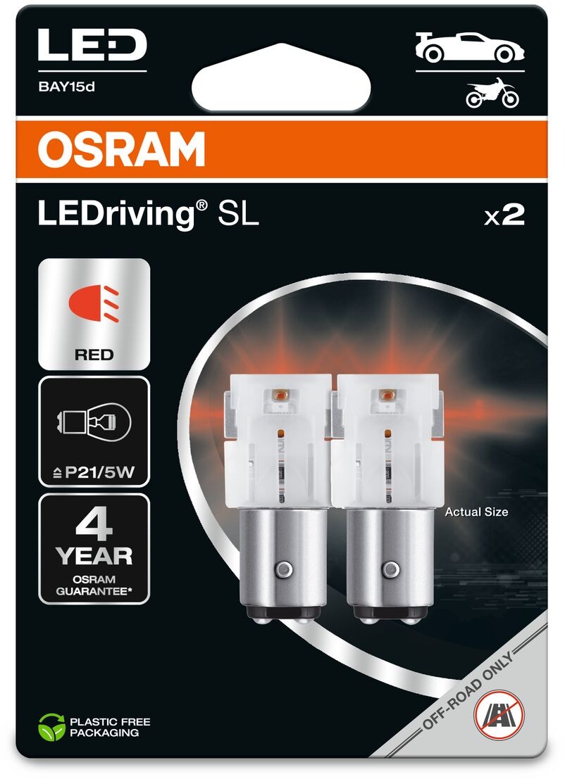OSRAM LEDriving SL P21/5W piros 12V, 2 db a csomagban
