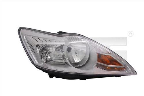 TYC FORD FOCUS II 2008-2013 HEADLIGHT LEFT SIDE ELECTRIC WITH CHROME MOTOR H1 / H7 - Front Headlight - Main image