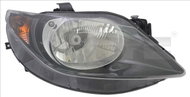 TYC SEAT IBIZA V 2008-2012 HEADLIGHT ASSY LEFT SIDE ELECTRIC WITH MOTOR BLACK H4 - Front Headlight