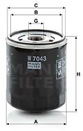 MANN-FILTER W7043 for FORD vehicles, FORD USA - Oil Filter