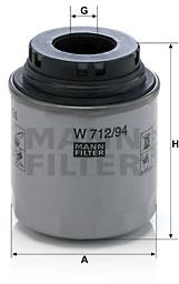 MANN-FILTER W712/94 pro vozy AUDI, SEAT, SKODA, VW - Olejový filtr - Hlavní obrázek