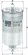 MANN-FILTER WK853 for BENTLEY; FERRARI; FORD; LANCIA; PEUGEOT; ROLLS-ROYCE; SAAB; TVR; VOLVO; VW - Fuel Filter