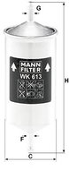 MANN-FILTER WK613 for ALFA ROMEO; AUDI; BITTER; CITROËN; FIAT; FSO; INNOCENTI; IRMSCHER; ISUZU; LANC - Fuel Filter