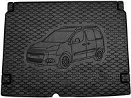 ACI PEUGEOT Partner 2008->Rubber Boot Tray with Car Illustration, Black (5 Seats) - Boot Tray