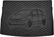 ACI VW GOLF SPORTSVAN 2014->Rubber Boot Tray with Car Illustration, Black (Upper Luggage Compartment) - Boot Tray