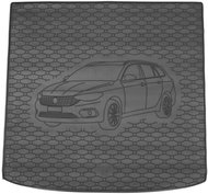 ACI FIAT Tipo 2015->Rubber Boot Tray with Car Illustration, Black (Estate - Upper) - Boot Tray