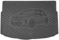 ACI KIA Rio 2017->Rubber Boot Tray with Car Illustration, Black (Lower Luggage Compartment) - Boot Tray