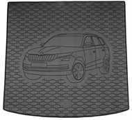 ACI ŠKODA KODIAQ 2017->Rubber Boot Tray with Car Illustration, Black (5 Seats) - Boot Tray