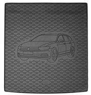 ACI VW PASSAT 2014->Rubber Boot Tray with Car Illustration, Black (Variant - Upper Luggage Compartment) - Boot Tray