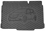 ACI OPEL Corsa 2014->Rubber Boot Tray with Car Illustration, Black (Lower Luggage Compartment) - Boot Tray