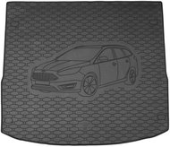 ACI FORD Focus 2014->Rubber Boot Tray with Car Illustration, Black (Estate) - Boot Tray