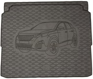 ACI PEUGEOT 3008, 2016->Rubber Boot Tray with Car Illustration, Black (Upper or Lower) - Boot Tray