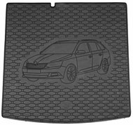 ACI ŠKODA FABIA 2014->Rubber Boot Tray with Car Illustration, Black (Estate) - Boot Tray