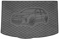 ACI KIA Rio 2017->Rubber Boot Tray with Car Illustration, Black (without Mezzanine) - Boot Tray