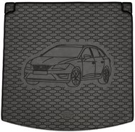 ACI SEAT Leon 2013->Rubber Boot Tray with Car Illustration, Black (Upper or Lower) - Boot Tray