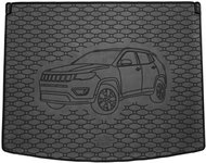 ACI JEEP COMPASS 2017-> Rubber Boot Tray with Car Illustration, Black (HB - Upper or Lower Position) - Boot Tray