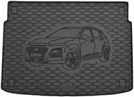 ACI HYUNDAI Kona 2017-> Rubber Boot Tray with Car Illustration, Black (Lower Luggage Compartment) - Boot Tray
