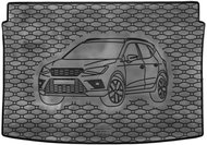 ACI SEAT Arona 2017-> Rubber Boot Tray with Car Illustration, Black (Upper Position) - Boot Tray