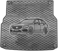 ACI MER W205 14 - Rubber Boot Tray with Car Illustration, Black - Boot Tray