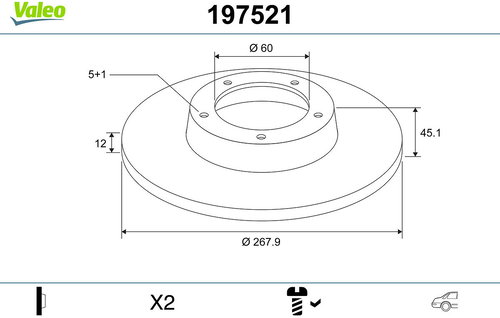 VALEO Brake Disc 197521 - Brake Disc - Main image