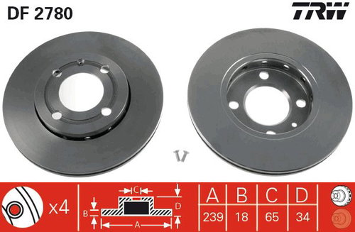 TRW Brake disc DF2780, set of 2 - Brake Disc - Main image