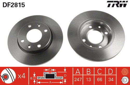 TRW Brake disc DF2815, set of 2 - Brake Disc - Main image