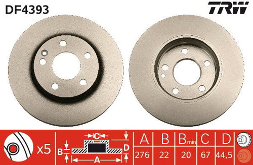 TRW Brake disc DF4393, set of 2 - Brake Disc - Main image