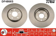 TRW Brake Disc DF4866S, set of 2 - Brake Disc