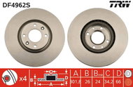 TRW Brake Disc DF4962S, set of 2 - Brake Disc
