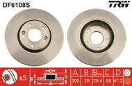 TRW Brake Disc DF6108S, set of 2 - Brake Disc
