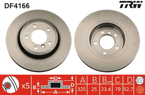TRW Brake disc DF4166, set of 2 - Brake Disc - Main image