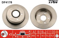 TRW Brake disc DF4178, set of 2 - Brake Disc